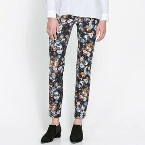 2/$30 ZARA Small Navy Blue Floral Print Trousers Pants